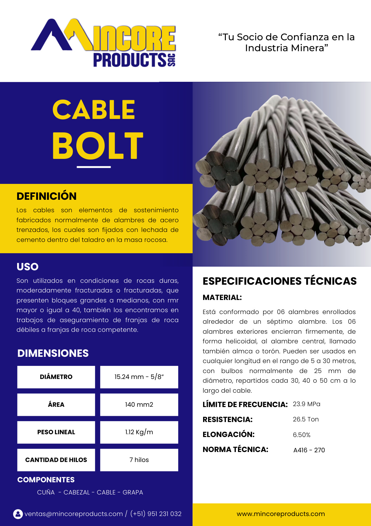 Cable de Refuerzo Mono-strand 15.2mm