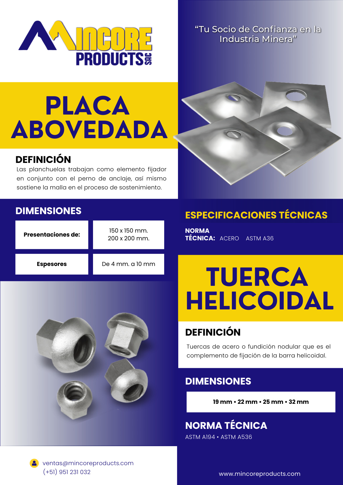 Placa de Retención Domed 150x150x8mm