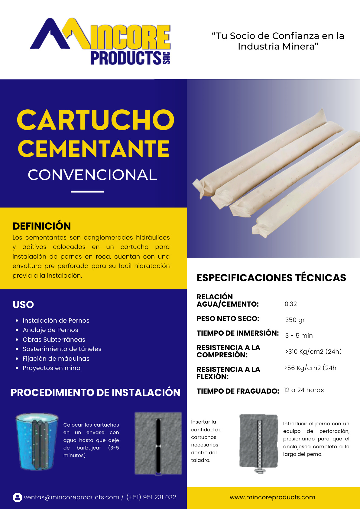 Cartucho de Resina Fraguado Rápido 23x600mm
